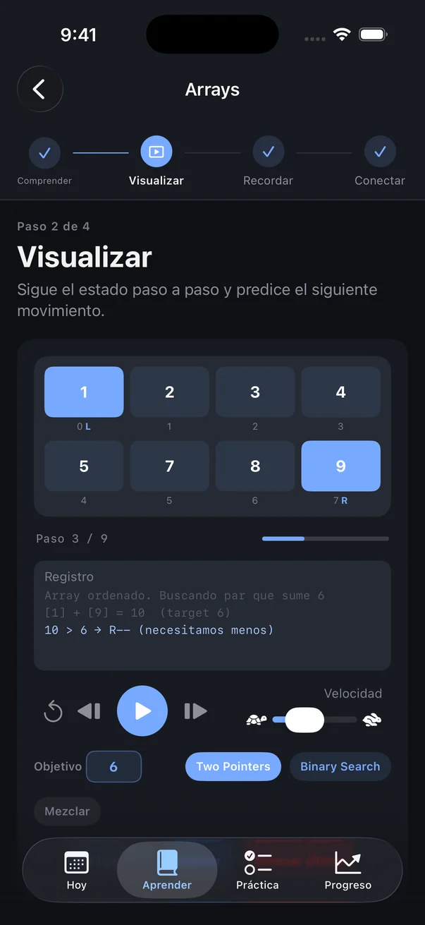 Animación de dos punteros en una lección